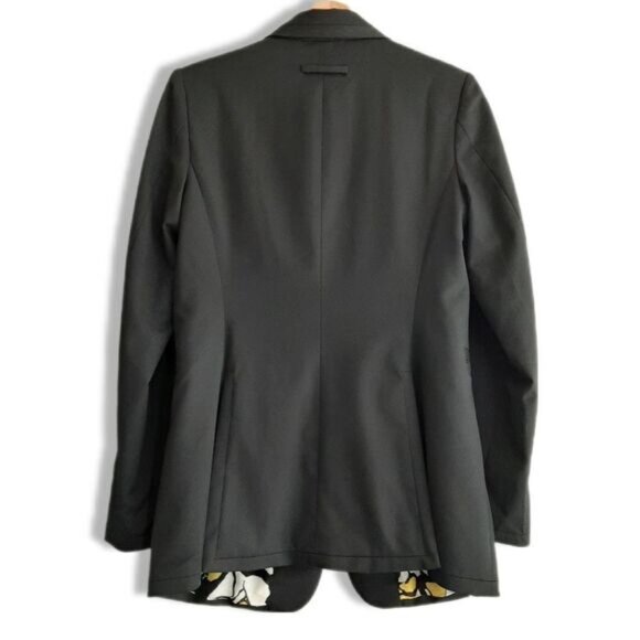 ROBERT RODRIGUEZ / Blazer Jacket Black Button Down Silk Floral Lining Sz 6 - Picture 8 of 16